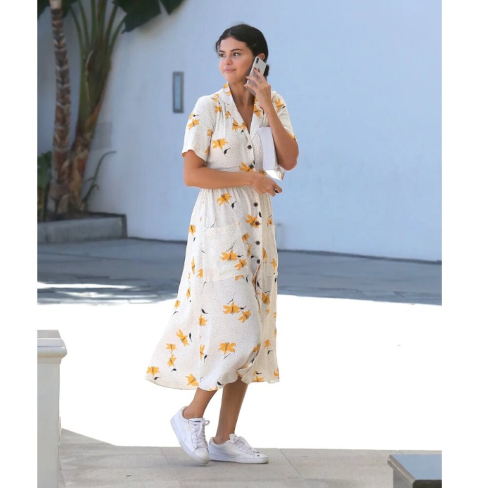 Urban outfitters Floral Dot Midi Shirt Dress size M